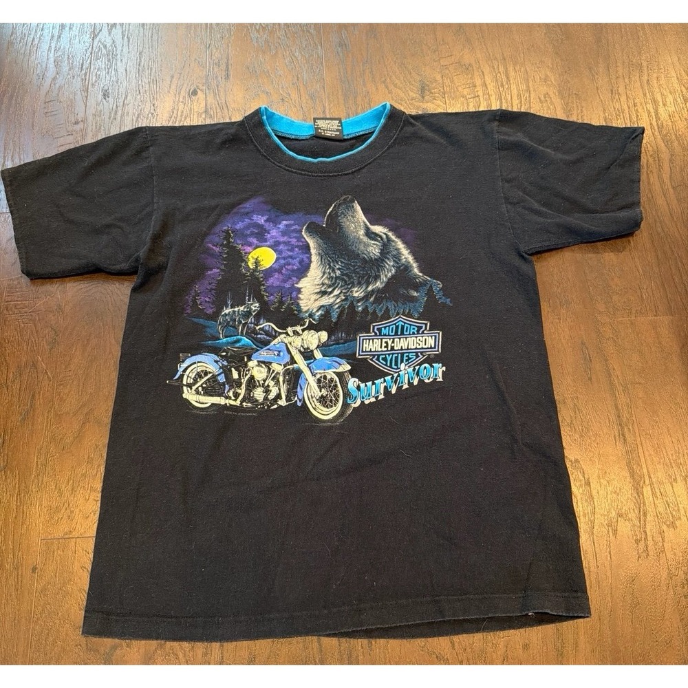 Harley Davidson 3D Emblem Wolf‎ Shirt 1989 Mens Large